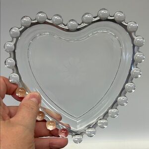 Vintage 1950’s JW Hughes Imperial Glass Candlewick crystal heart shaped dish